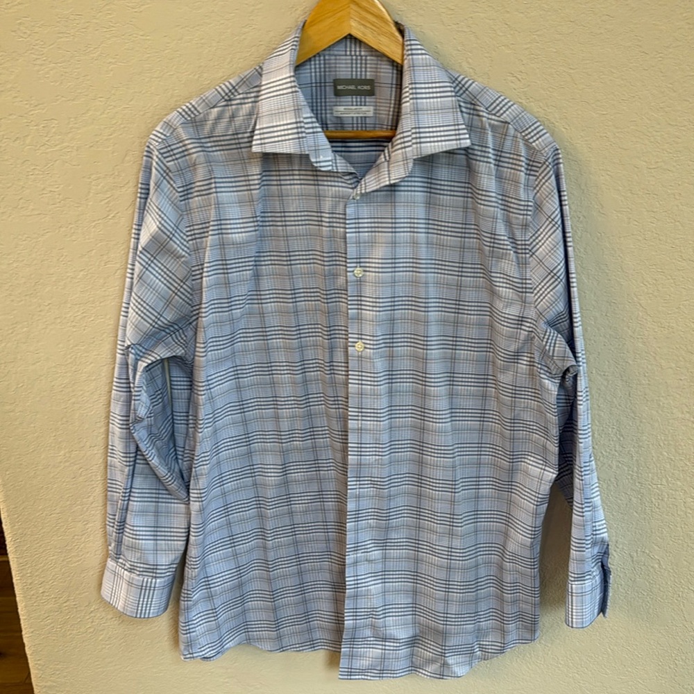 Designer Michael Kors Plaid Dress Button Down Shirt